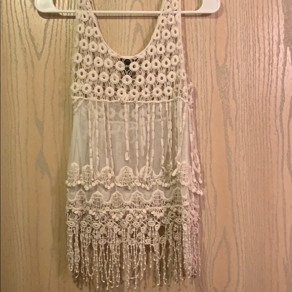 Sheer lace flowy tank
